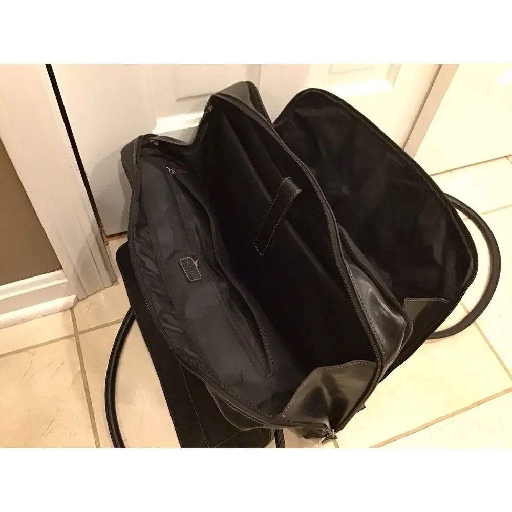 Buxton Black Vegan Leather Expandable Laptop Work/School Briefcase Bag #121105